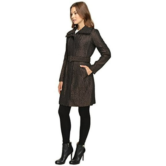 Cole Haan Italian Jacquard Genevieve Weave Coat Bronze XS (US 2)