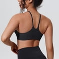 thumbnail image 6 of AKOEE Women's Sports Bra Seamless Stretch Spaghetti Strap Padded Support Crop Top Gym Workout Clothes (L, Black), 6 of 6