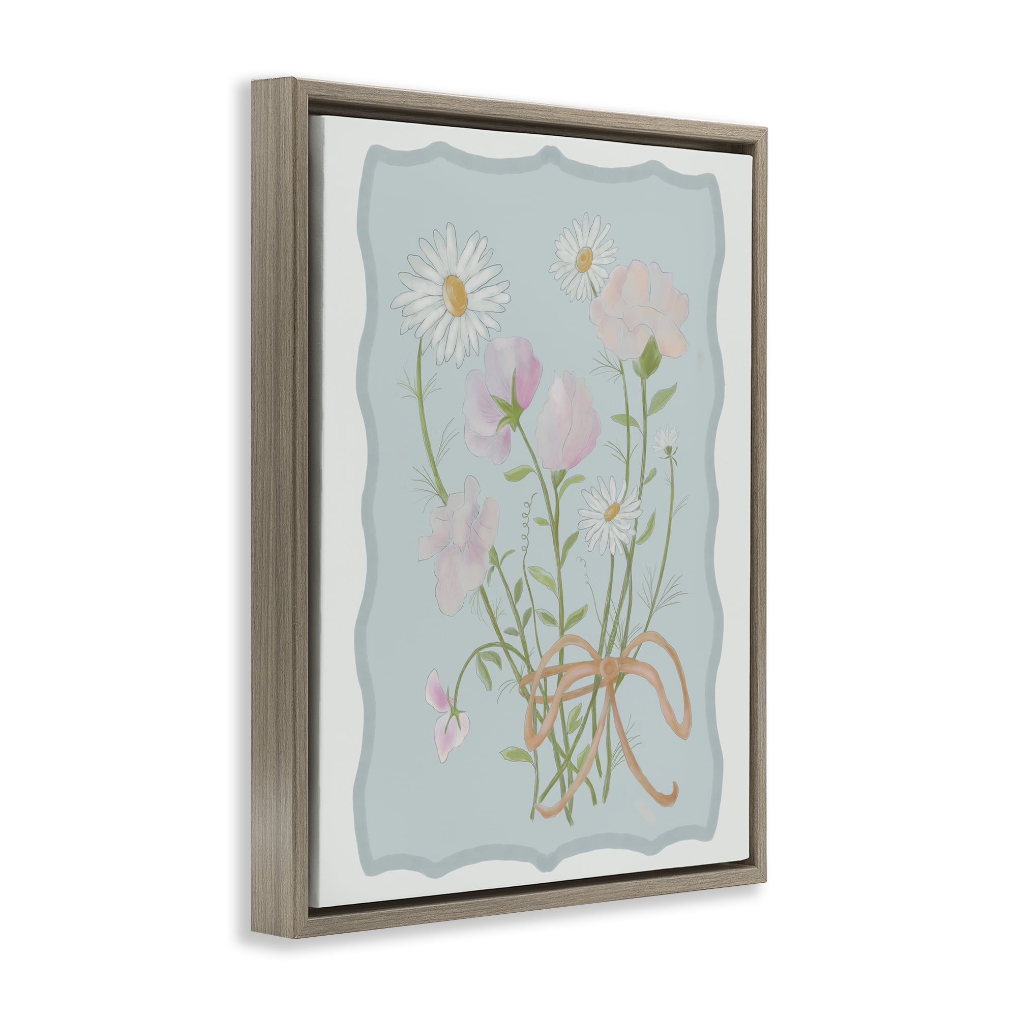 Spring Cottage Clippings Brown Framed Floater Canvas Wall Art, design by Leslie Hermosa