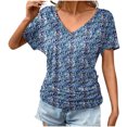thumbnail image 1 of Blusas de Manga Corta Casuales para las Mujeres Imprimir V-Cuello Suéter Blusa de Poliéster Sudadera de Moda, Top de las Señoras para Invierno Primavera Uso Diario, 1 of 5