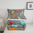 thumbnail image 5 of Manfei Space Astronaut Dino Animals Queen Comforter Set,Neon Stars Comforter Sets Queen,Gray Blue,Reversible,3pcs,1 Comforter and 2 Pillowcases, 5 of 7