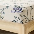 thumbnail image 4 of Piece Teal Leaves Printed Sheet Set Queen Size Soft Botanical Microfiber Sheets with Pillowcases Deep Pocket, 4 of 7