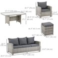 thumbnail image 2 of Light Grey 6-Piece Rattan Patio Furniture Set - Outdoor Sofa, Armchairs & Table for Living Room, Deck & Garden – Durable PE Wicker & Aluminum Frame, 2 of 7