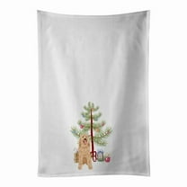 Carolines Treasures WDK3020WTKT 28 x 19 in. Unisex Doodle Fawn No.3 Christmas White Dish Towels Kitchen Towel - Set of 2