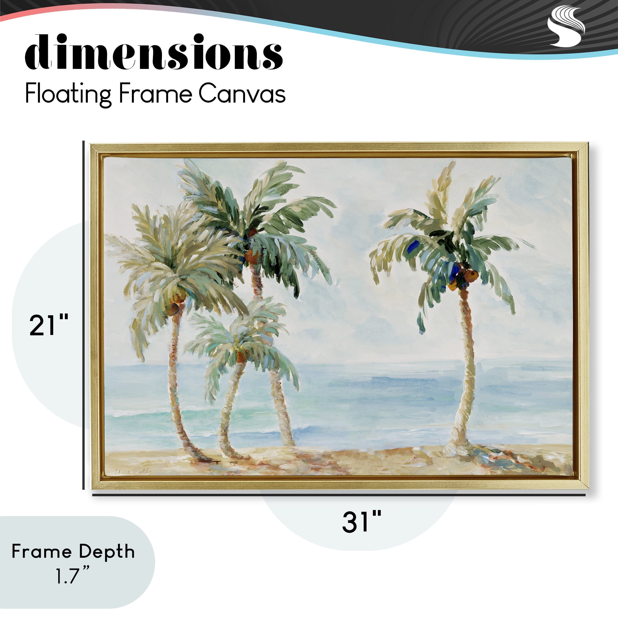 Stupell Industries Palm Trees in Paradise Gold Framed Floater Canvas Wall Art, design by Lanie Loreth