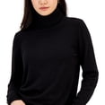 thumbnail image 2 of Tommy Hilfiger Women's Solid Buttoned Cuff Stella Sweater Black Size X-Large, 2 of 3
