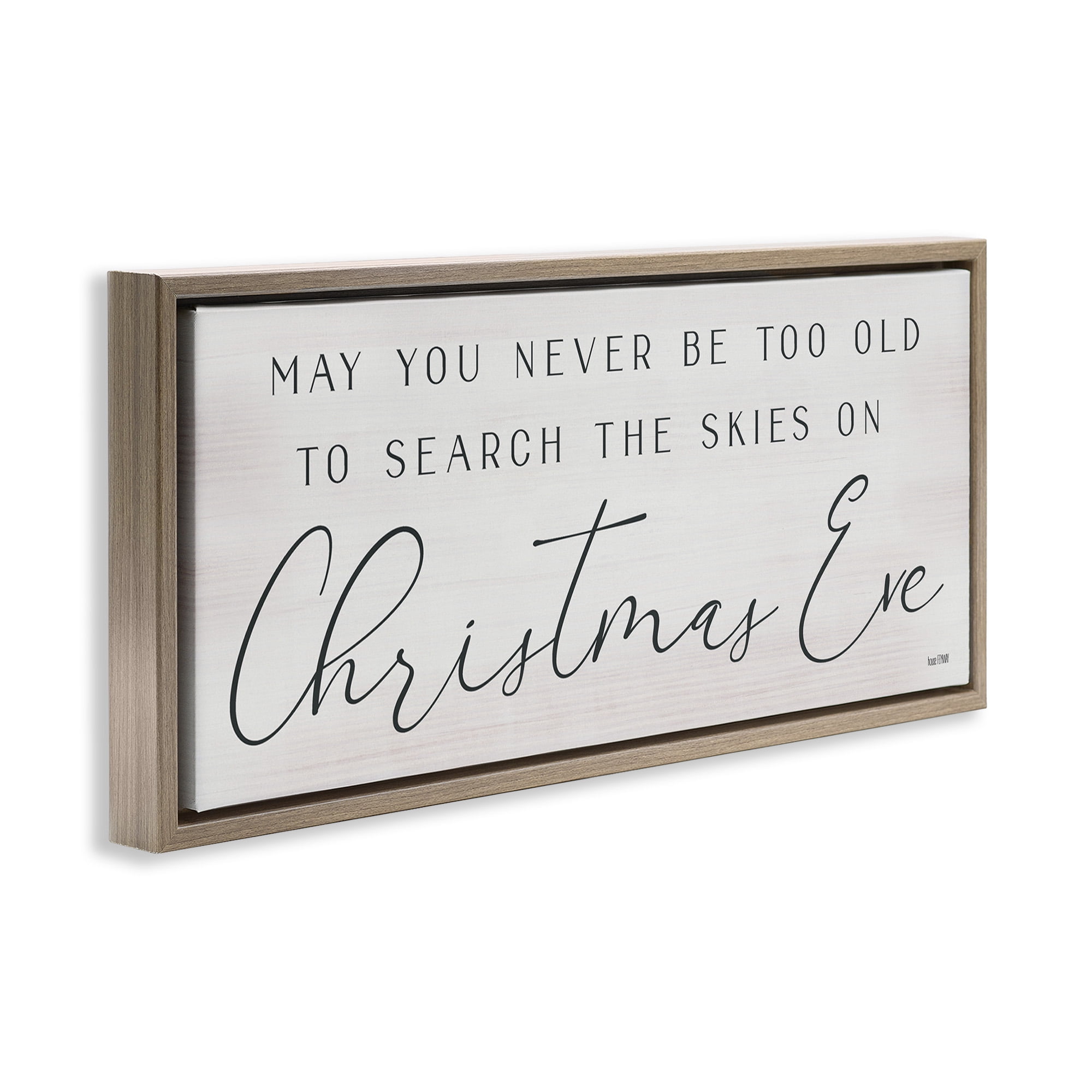 Stupell Industries Inspiring Christmas Eve Sentiment Inspirational Painting Brown Floater Framed Canvas Art Print Wall Art, 31 x 14