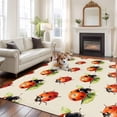 thumbnail image 2 of Large Area Rugs for Living Room Bedroom, Cute Ladybugs 5'x8' Rug Washable Carpet Runner Indoor Outdoor, Spring Botanical Leaves Beige Non Slip Floor Mats Rug for Kitchen, Bathroom, 2 of 8