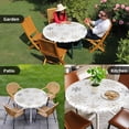thumbnail image 4 of Christmas Snowflakes Round Tablecloth for 45-54 Inch Tables,Fitted Table Cover with Elastic Edge,Modern Xmas Winter Minimalist Waterproof Outdoor Table Cloth Protector for Patio Garden Dinner Picnic, 4 of 9