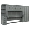 thumbnail image 5 of Harper & Bright Designs Twin Size Murphy Bed with Wardrobe and Cabinet, Wooden Twin Cabinet Bed Wall Bed with Desk, Folding Wall Chest Bed for Guest Room Office, Gray, 5 of 14