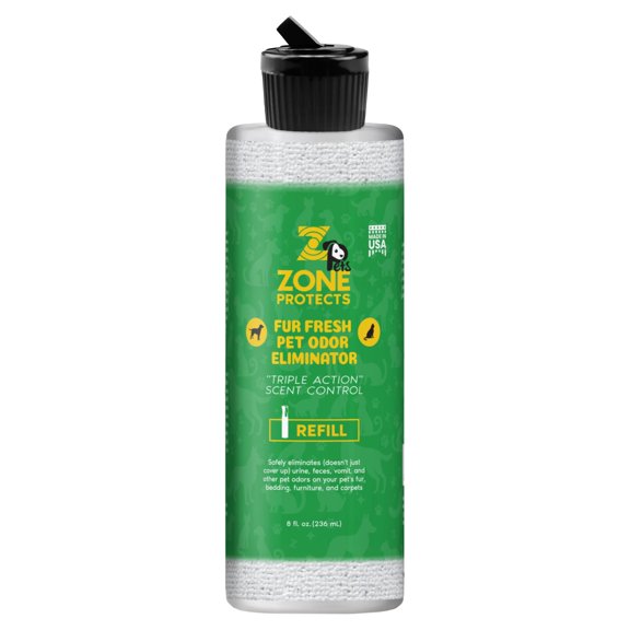 Zone Protects Pets Fur Fresh Pet Odor Eliminator 8oz Refill; Triple Action Odor and Smell Eliminator