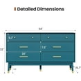 thumbnail image 3 of Teal Blue 6 Drawer Dresser – Modern Storage Chest with Gold Handles, 54" W Mid-Century Dresser for Bedroom, Living Room, or Clothes Storage, 3 of 8
