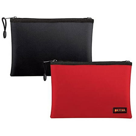 2 Pack Fireproof Document Bag 13.4 x 9.4 by Better Office Products Storage Pouch with Zipper Safe Storage Bag Water-Resistant Material Holder for Letter Size & A4 Documents (1 Red + 1 Black)