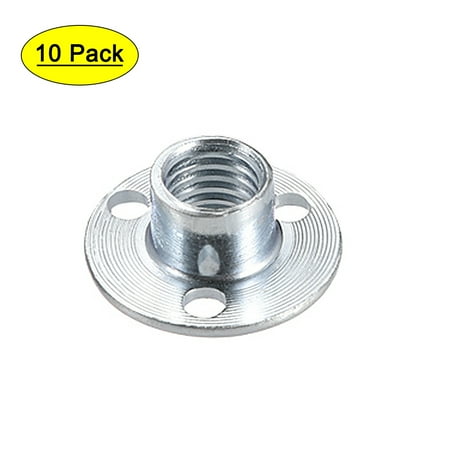 

10Pcs M10x25x1.8mm Brad Hole Tee Nut Carbon Steel Base Screw-In T-Nut