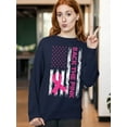 thumbnail image 2 of Breast Cancer Back The Pink American Flag US Crewneck Sweatshirt, S, Navy, 2 of 4