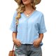 thumbnail image 2 of Blusa clásica de verano para mujer, blusa holgada de encaje de manga corta de Color sólido, blusas, camisa Pompotops  hkajfhjk471395, 2 of 8