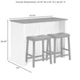 thumbnail image 2 of Pemberly Row Modern Wood Kitchen Island with Saddle Stools in White, 2 of 17