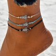 thumbnail image 4 of (Juego de 3) pulsera de tobillo de tortuga marina, tobillera de cuero, cadenas de joyería para pies para mujeres y niñas, 4 of 5