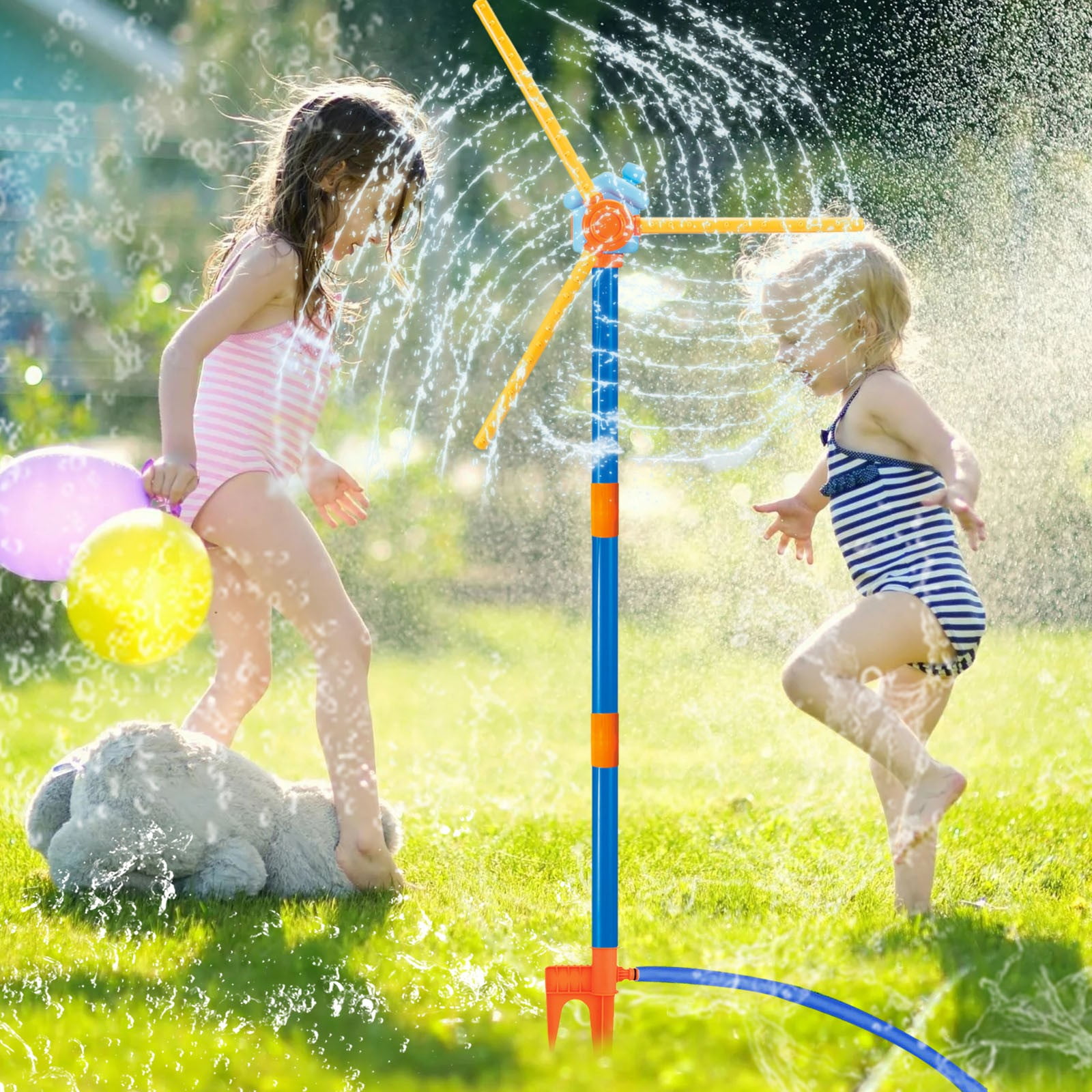 Windmill Sprinkler Water Toy for Kids, 360° Rotating Outdoor Splash Play Toy, Backyard Lawn Water Sprinkler for Toddlers Boys Girls, Summer Outside Water Game for Yard & Garden