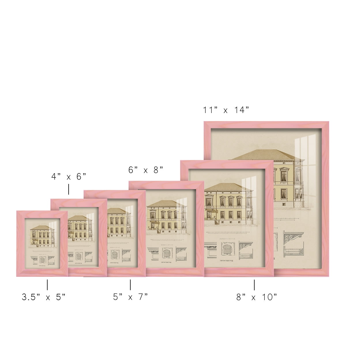 Estate and Plan VI -Framed Print w/glass-Sunset Pink