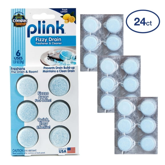 Compac Plink Fizzy Drain Cleaner Deodorizer, Lemon,24 Count,6 Count (Pack of 4)