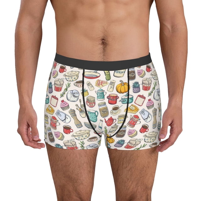 Fotbe Cooking Utensils Pattern Men’s Total Support Pouch Boxer Briefs, X-Temp Cooling, Moisture-Wicking Underwear, Regular, Long-leg and Trunk-Small
