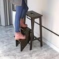 thumbnail image 3 of Costway 3 Tier Folding Step Stool 3-in-1 Rubber Wood Ladder Storage Shelf Brown, 3 of 10