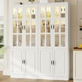 thumbnail image 3 of MEISSALIVVE 78.7" Kitchen Pantry Cabinet with Glass Doors & LED Lights, Freestanding Storage Hutch with Shelves, White Pantry Cupboard, 31.5" W x 15.7" D, 3 of 8