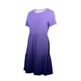 thumbnail image 5 of Sakmal Long Dresses for Women Elegant Crew Neck Purple Short Sleeve Tiered Gradient Loose Fit with Pocket Sundress, 5 of 6