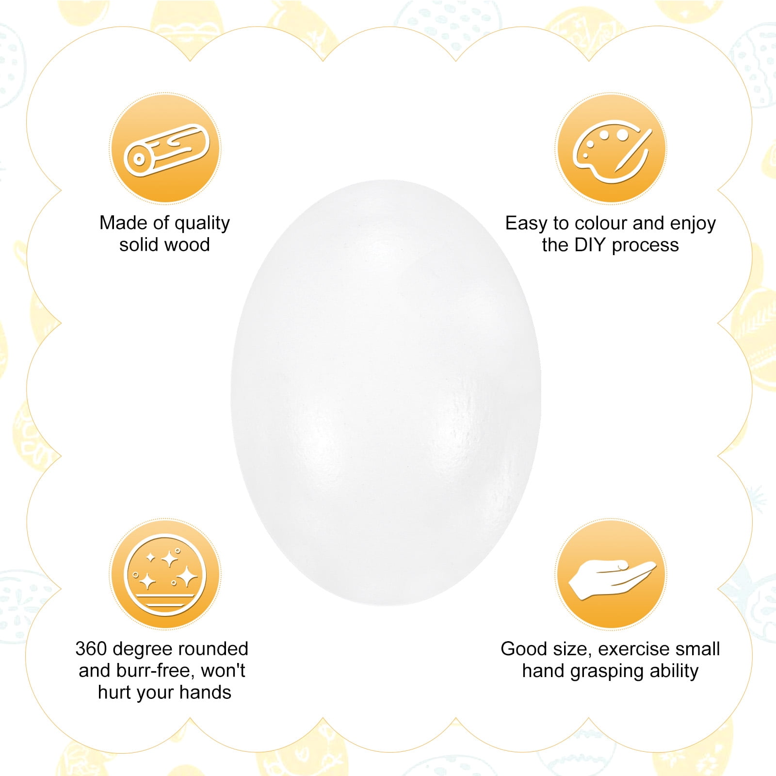 Uxcell 16-Pack Wooden Fake Eggs, 2.4 Inch Quality Wooden Easter Eggs DIY Painting Solid Egg for DIY [White]