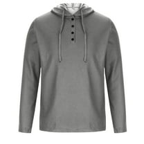 Fashion YLSDY Mens Waffle Shirts Hoodies Slim Fit Long Sleeve V Neck Golf Henley Shirts Hooded Solid Retro Spring Fall Trendy Tops Gray XXXL