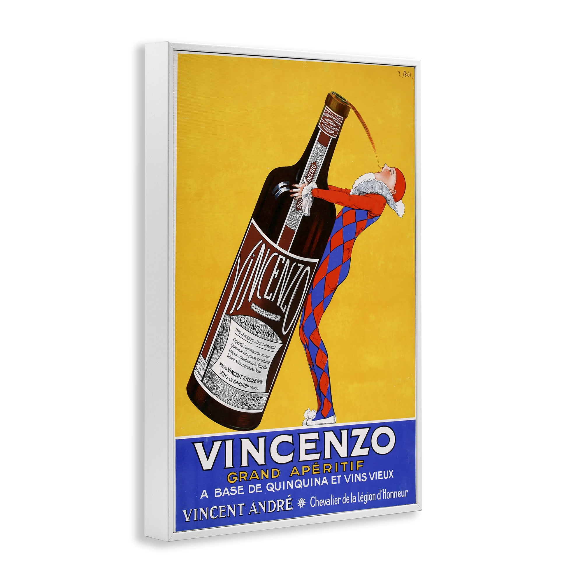 Stupell Industries Vincenzo Vintage Wine White Framed Giclee Art, design by Vintage Posters
