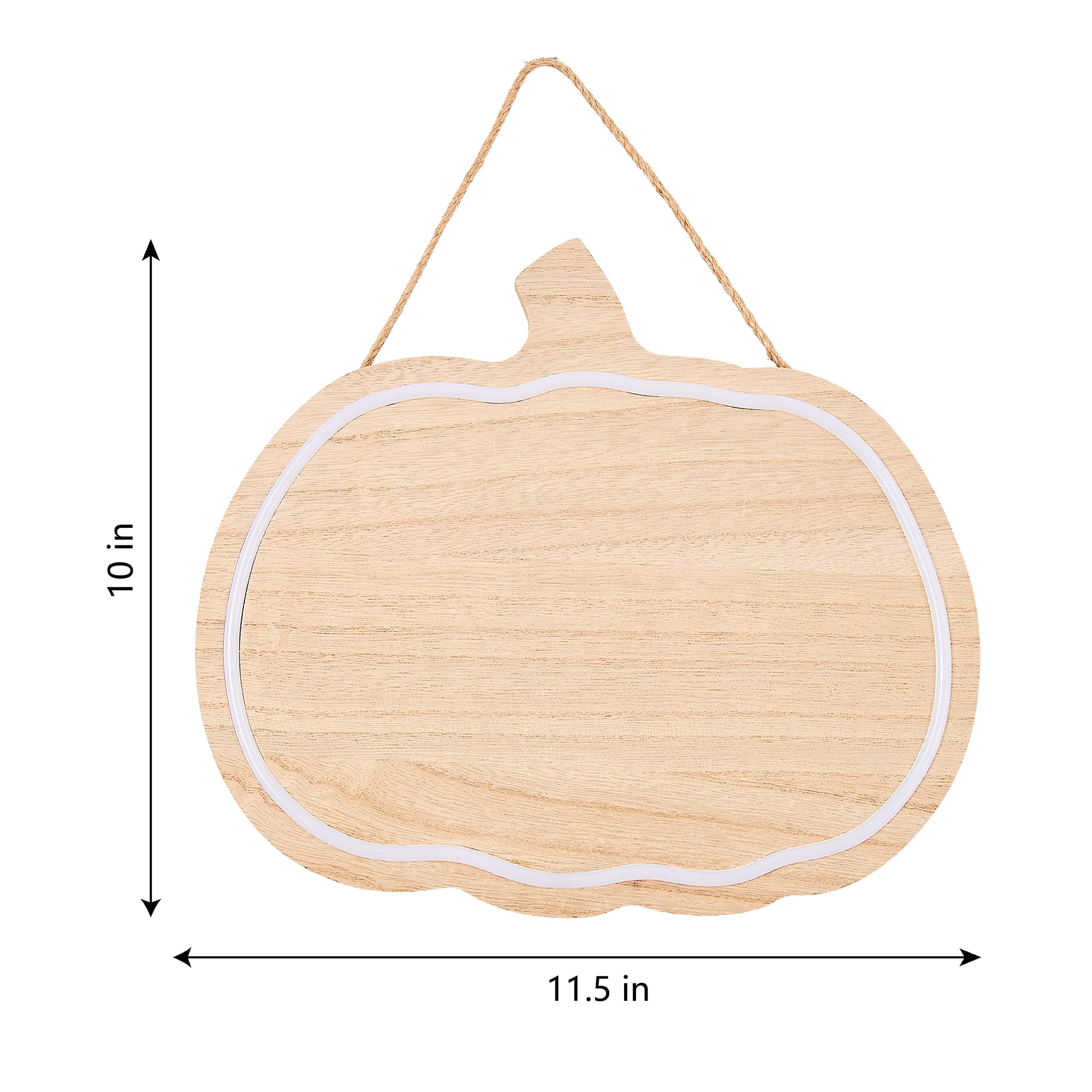 Hello Hobby Pumpkin LED Plaque, Unfinished Wood Surface, H 10" x W 11.5" x D 0.59"