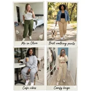 Cueply Womens Plus Size Cargo Pants with Pockets Casual Joggers Sweatpants Drawstring Adjustable Loose Fit Workout