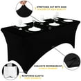 thumbnail image 2 of Smiry 2 Pack 6FT Stretch Spandex Tablecloths, Waterproof and Elastic Fitted Table Cloth, Washable Table Cover for Rectangle Tables, Black, 2 of 8