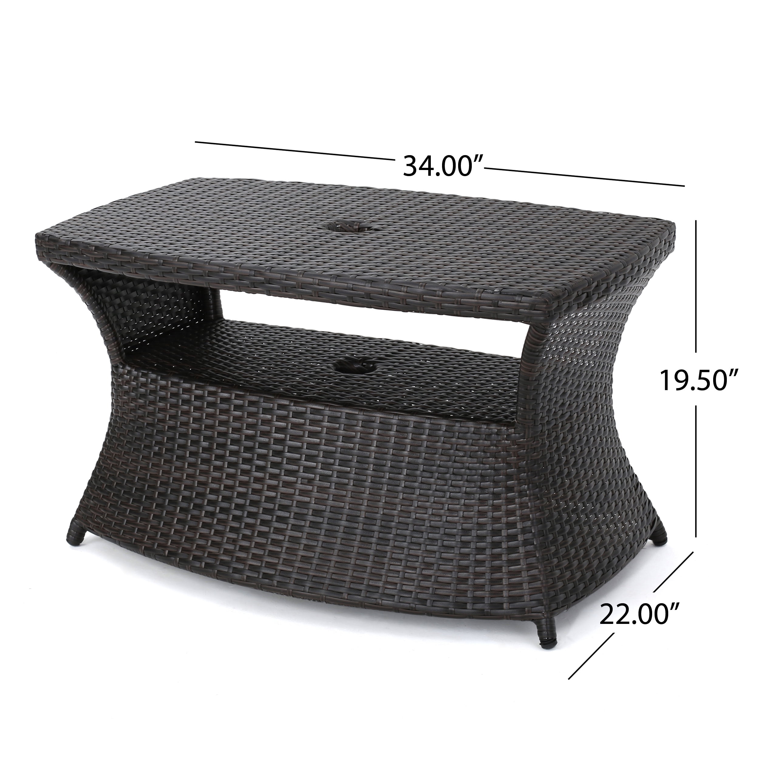 Outdoor Wicker Side Table for Chaise Lounge, Matching Decor End Table for Patio Garden, Multi Brown
