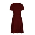 thumbnail image 4 of yillto A-Line Dress for Women Midi V Neck Short Sleeve Dress Fashion Elegant Solid Color Dresses, 4 of 5