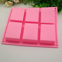 Rectangular Silicone Soap Mold | 6 Cavity Plain Basic Design | Durable Nonstick Material | DIY Homemade Soap Making Tool | Easy Release | 22.5x21x2.5cm | 1 Piece