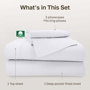 California Design Den California King Sheets - 500 Thread Count 100% Cotton Sateen, Soft & Breathable Bed Sheets with Deep Pocket - White