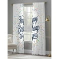 thumbnail image 4 of Happy Birthday to You Sheer Curtains 108 Inches Long 2 Panels Art Ribbon Celebration Light Filtering Semi Sheer Window Curtains Drapes for Bedroom Living Room 52"x108", 4 of 7