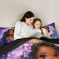 thumbnail image 4 of Castle Fairy Dreamy Black Girl Princess Bedding Comforter Set 7 Pieces for Children Teens,Bling Purple Stars Print Full Bedding Set Lightweight,Magical Unicorn Fitted Sheet Flat Sheet, 4 of 8