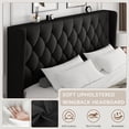 thumbnail image 3 of iPormis King Size Bed Frame with Diamond Button Tufted Wingback Headboard, Upholstered Platform Bed Frame with Strong Wood Slat Support, No Box Spring Needed,Black, 3 of 8