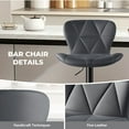 thumbnail image 6 of Daluvenix Modern Bar Stools Set of 2, Adjustable Swivel Counter Height Bar Chairs with Back, Faux Leather Upholstered for Kitchen Island, Dark Grey, 6 of 7