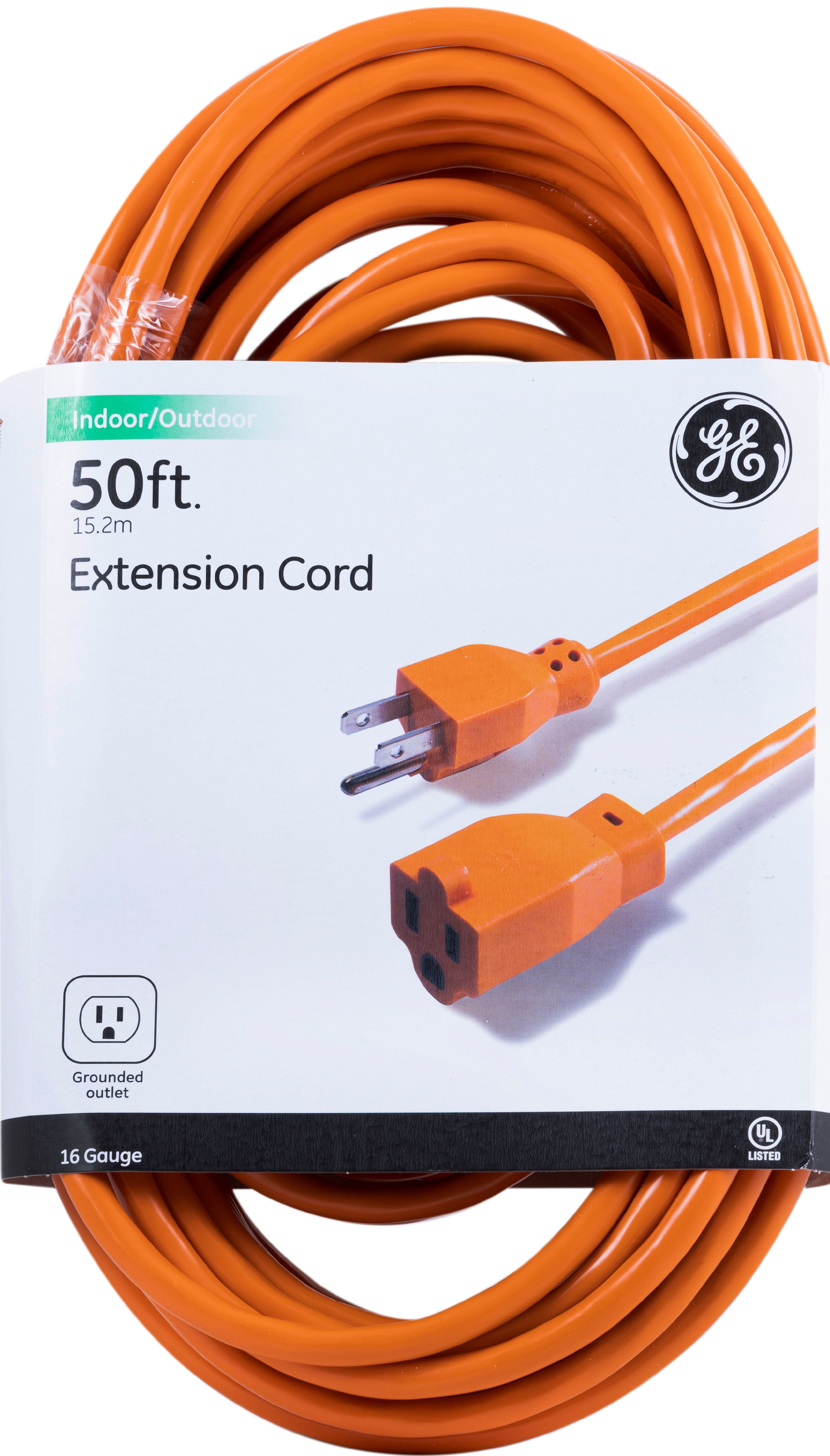 GENERAL ELECTRIC UltraPro Grounded Extension Cord, 50ft. Outdoor, Orange, 16 -Gauge – 51926 