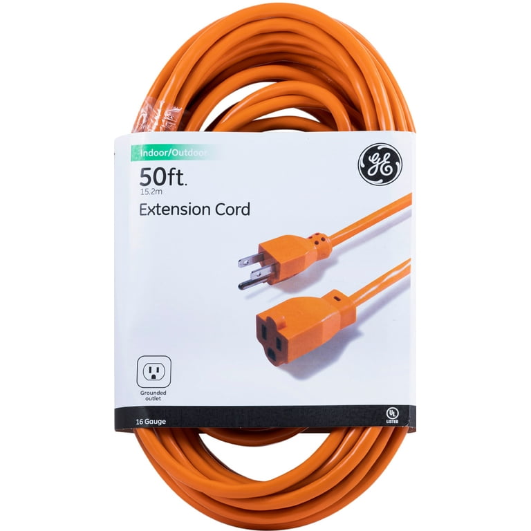 GENERAL ELECTRIC UltraPro Grounded Extension Cord, 50ft. Outdoor, Orange,  16-Gauge – 51926