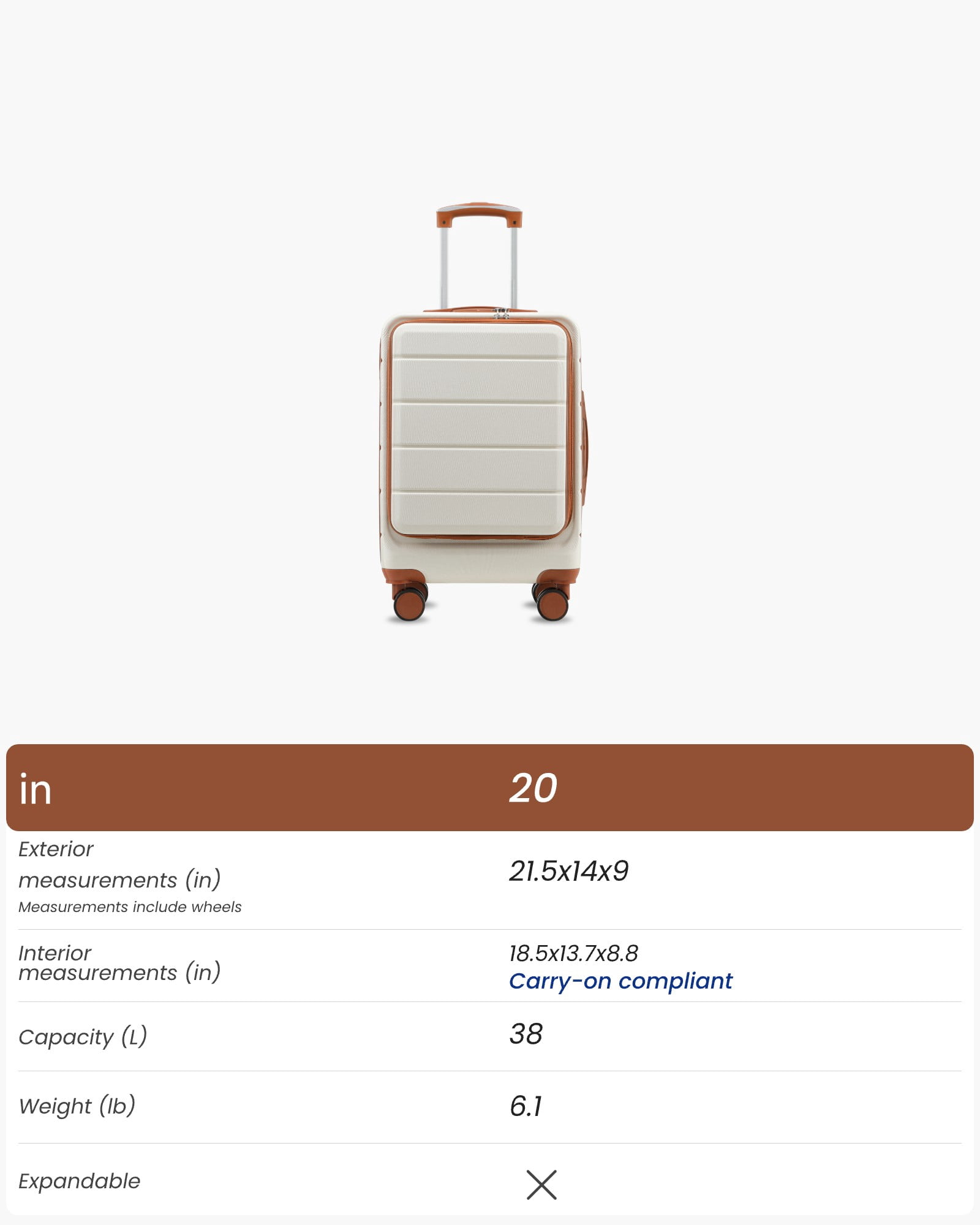 3 Piece Set Carry-On Expandable Luggage Hardside TSA Lock Spinner Suitcase with Travel Bag and Toiletry Bag,White,Mother's Day Gift