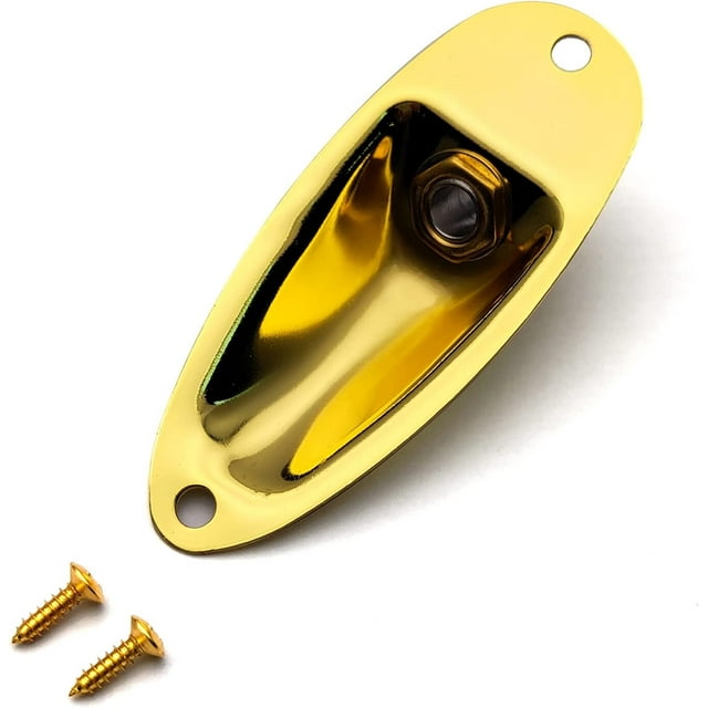 HAHDAXIA Guitar Input Jack Socket Plate Output Loaded Boat Style 1/4 Inch with Screws for Fender Stratocaster Strat St Mono Electric Guitar for Electric Guitar Replacement Parts(Gold)