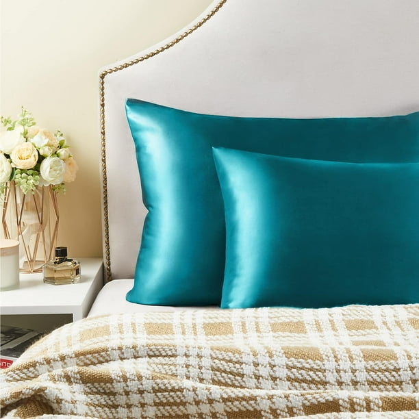 Satin Silk Pillowcase for Hair and Skin Teal Pillow Cases