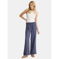 thumbnail image 2 of Time and Tru Women's and Women's Plus Wide Leg Linen Blend Pants, 29" Inseam, Sizes XS-4X, 2 of 5