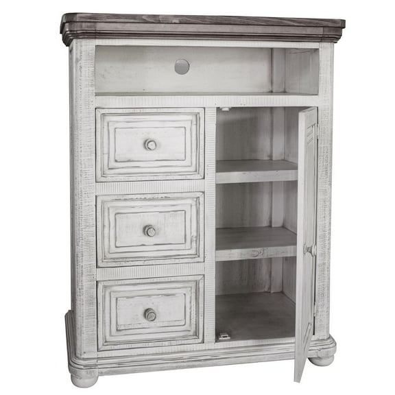 HomeRoots 39" Off White Solid Wood Three Drawer Gentlemans Chest
